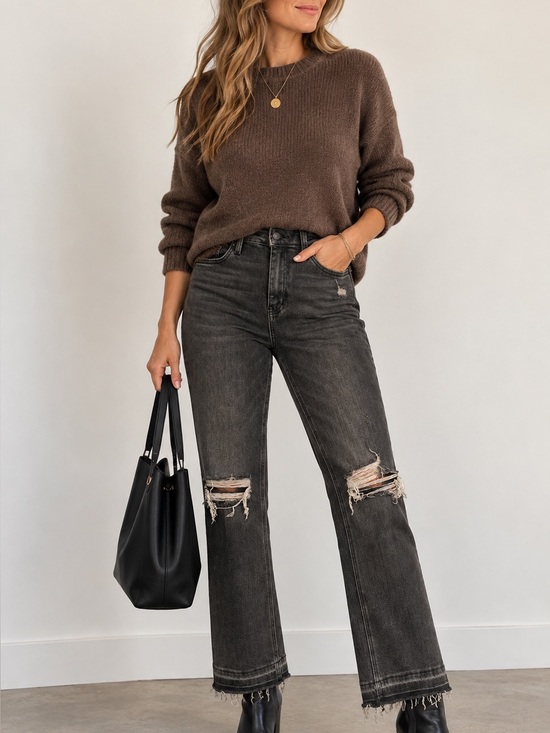 Vervet Denim - VERVET Thrills High Rise Released Hem Straight Jeans 28